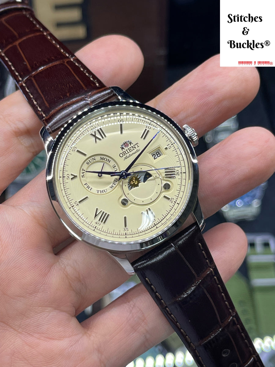Orient Sun Moon Bambino ORIENT: Mechanical Classic Watch, Leather