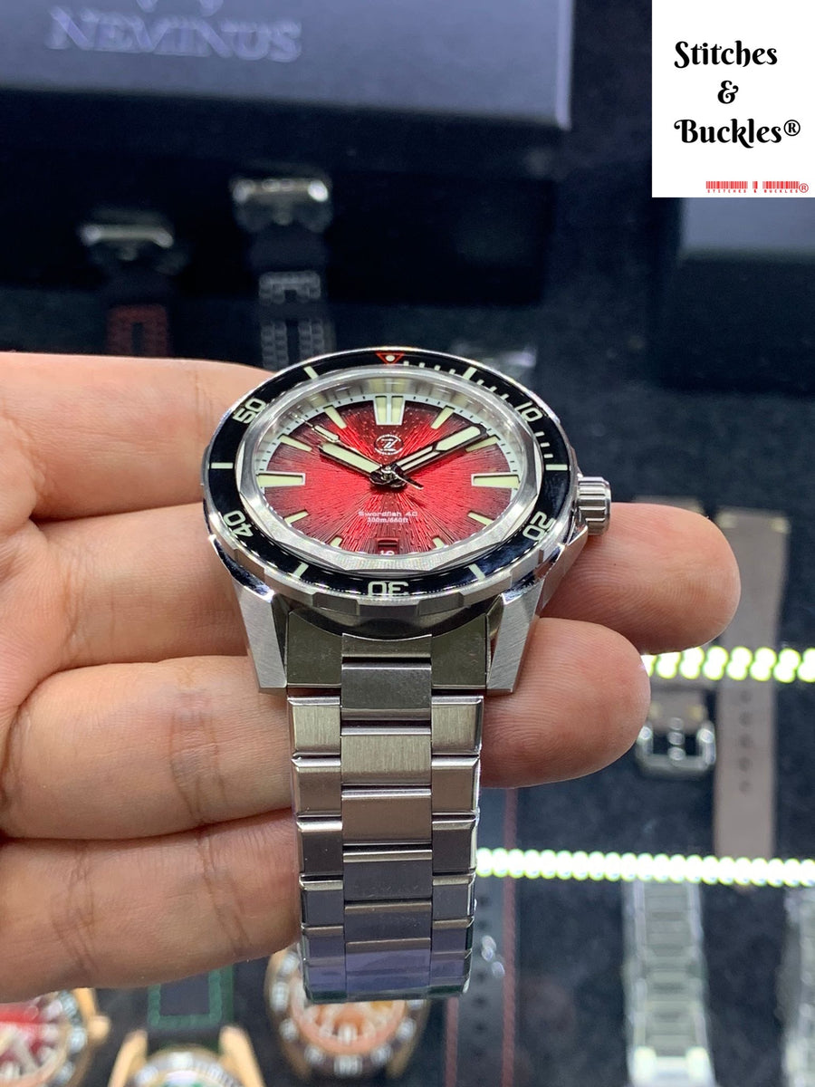 Zelos SWORDFISH 40MM SS 'CRIMSON RED' – Stitches and Buckles