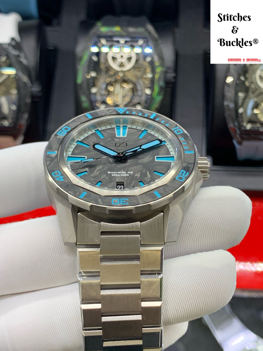 ソラジロー Zelos SWORDFISH 42MM TI 'CARBON' – Stitches and Buckles