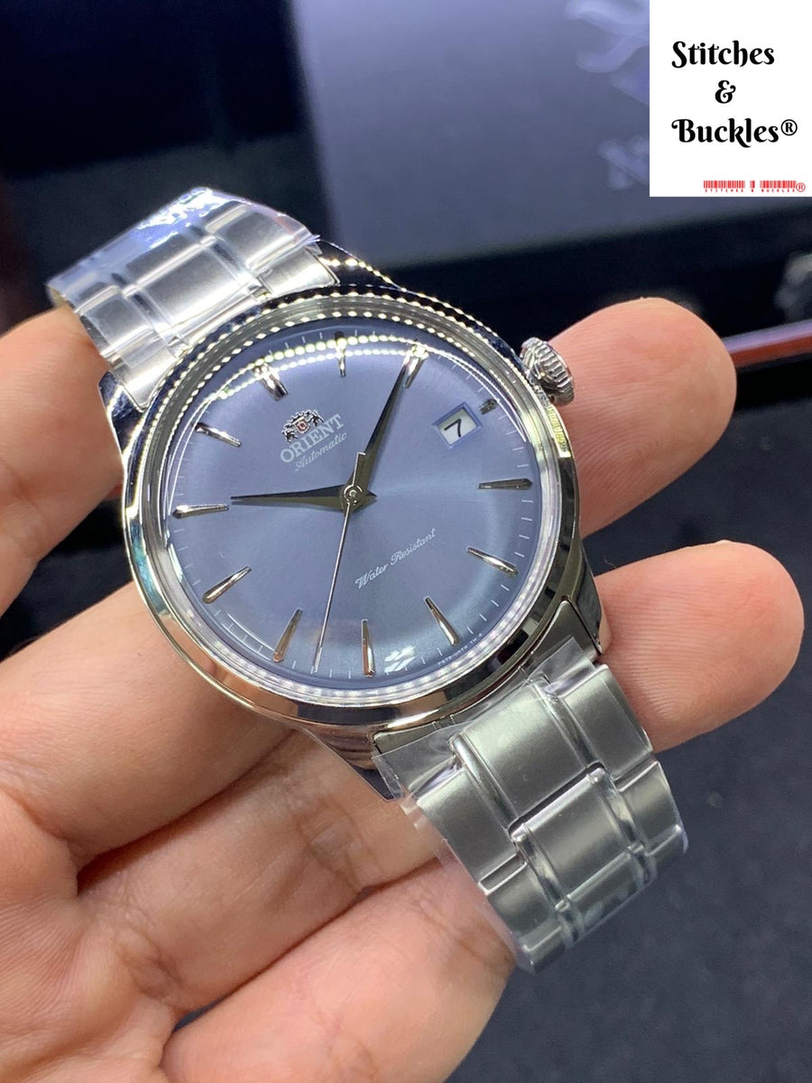 Orient Bambino 38mm On Bracelet RA-AC0M10L (light blue) – Stitches