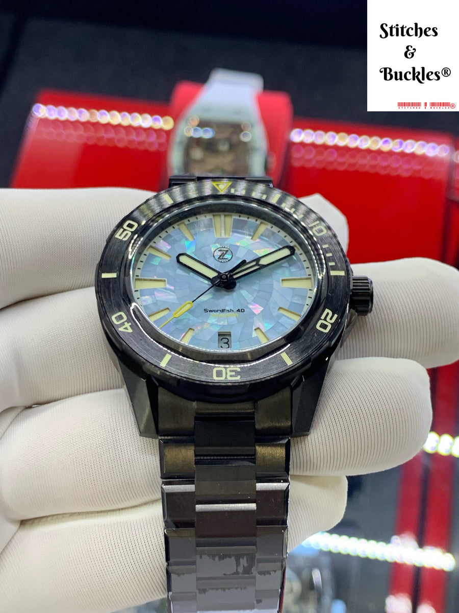 Zelos SWORDFISH 40MM DLC 'LAGOON' – Stitches and Buckles