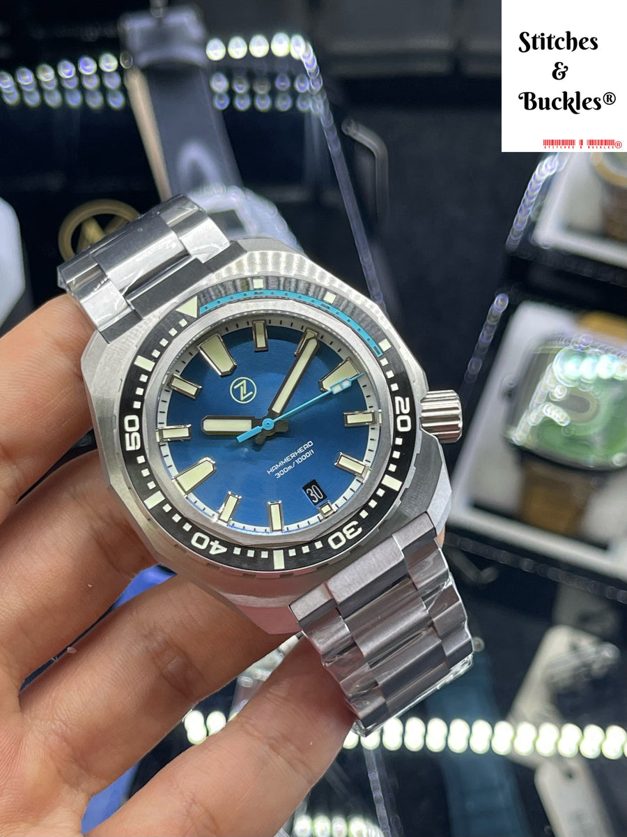 Hammerhead V3 300m Ti 'Chalk Blue' – Zelos Watches