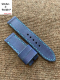 24/24mm Handmade Blue Calf Leather Watch Strap