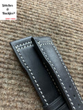 21/18mm Black Calf Leather Watch Strap for IWC 3717/3777 Pilot Chronograph Models