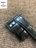 22/18mm Riveted Black Alligator Embossed Calf Leather Watch Strap for IWC Big Pilot Clasp Models
