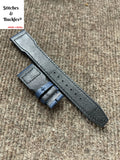 22/18mm Riveted Navy Blue Calf Leather For IWC Big Pilot