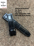 20/18mm Black Alligator Embossed Calf Leather Strap for IWC Mark 16/17/18/19 Pilot Models