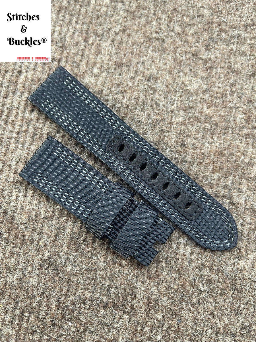 24/22mm Black Canvas Strap for Panerai 44mm Models – Stitches and