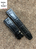 20/18mm Black Alligator Embossed Calf Leather Strap for IWC Mark 16/17/18/19 Pilot Models