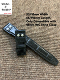22/18mm Riveted Black Alligator Embossed Calf Leather Watch Strap for IWC Big Pilot Clasp Models