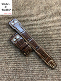 22/18mm Riveted Burgundy Alligator Embossed Calf Leather Watch Strap for IWC Big Pilot Clasp Models