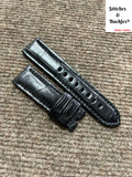 24/22mm Handmade Black Alligator Strap for Panerai 44mm Models