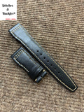 21/18mm Black Calf Leather Strap for IWC 3717/3777 Pilot Chronograph Models