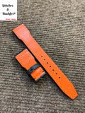 22/18mm Riveted Black Calf Leather Watch Strap for IWC Big Pilot Clasp Models