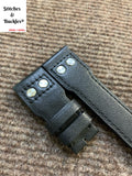 22/18mm Riveted Black Calf Leather Watch Strap for IWC Big Pilot Clasp Models