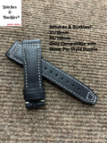 21/18mm Black Calf Leather Watch Strap for IWC 3717/3777 Pilot Chronograph Models