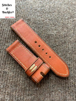 26/26mm Vintage Distressed Handmade Red Calf Leather Watch Strap