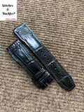 21/18mm Black Alligator Embossed Calf Leather Strap for IWC 3717/3777 Pilot Chronograph Models