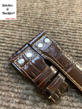 22/18mm Riveted Burgundy Alligator Embossed Calf Leather Watch Strap for IWC Big Pilot Clasp Models