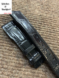 21/18mm Black Alligator Embossed Calf Leather Strap for IWC 3717/3777 Pilot Chronograph Models