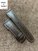 21/18mm Dark Brown Calf Leather Strap for IWC 3717/3777 Pilot Chronograph Models