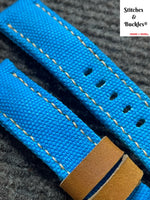 20/18mm Handmade Rolled Turquoise Canvas Strap