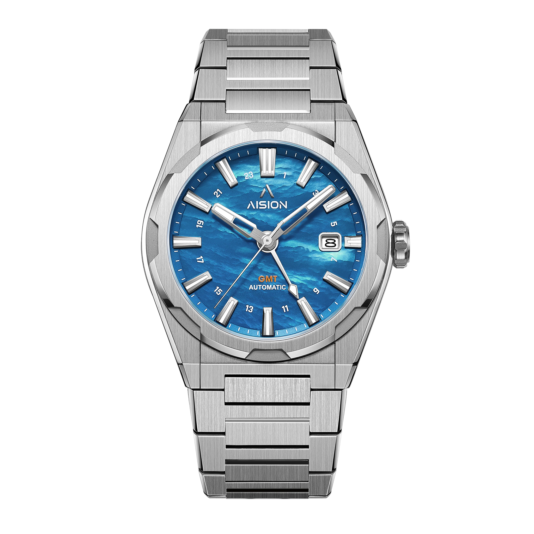 Aision HANG GMT - Blue MOP Dial – Stitches and Buckles