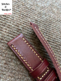 22/22mm Maroon Calf Leather Watch Strap
