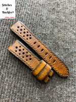 20/18mm Handmade Tan Calf Racing Leather Strap
