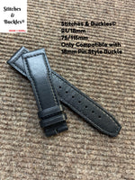 21/18mm Black Calf Leather Strap for IWC 3717/3777 Pilot Chronograph