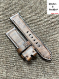 24/22mm Handmade Dark Brown Calf Leather Strap for Panerai Luminor