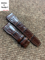 22/18mm Burgundy Alligator Embossed Calf Leather Strap for IWC Pilot Models