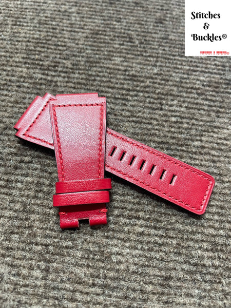 24/24mm Red Calf Leather Strap for Bell & Ross BR01/03 Models