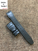 22/18mm Riveted Black Alligator Embossed Calf Leather Watch Strap for IWC Big Pilot Clasp Models