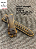 26/22mm Dark Brown Vintage Calf Leather Strap For Panerai Radiomir & 47mm Luminor/Submersible Models