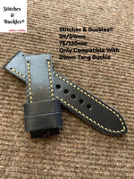 24/24mm Vintage Handmade Black Calf Leather Watch Strap