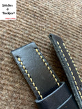24/24mm Vintage Handmade Black Calf Leather Watch Strap