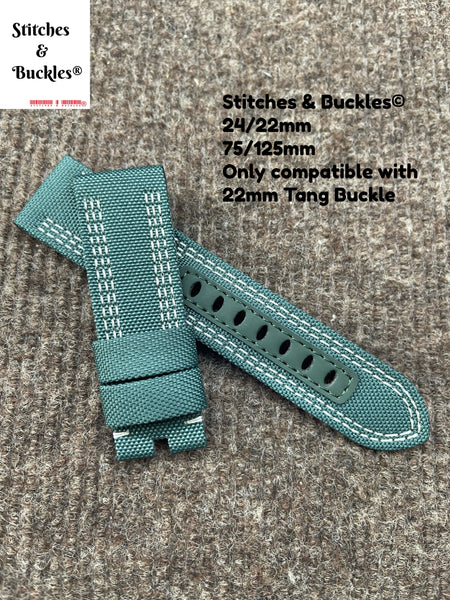24/22mm Green Canvas Strap for Panerai 44mm Models