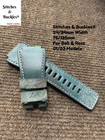 24/24mm Handmade Blue Camo Calf Leather Strap for Bell & Ross 01/03 Models