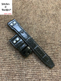 22/18mm Riveted Black Alligator Embossed Calf Leather Watch Strap for IWC Big Pilot Clasp Models