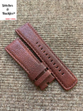 28/24mm Oxblood Textured Calf Leather Watch Strap for All Sevenfriday Models
