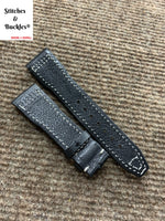 21/18mm Black Calf Leather Watch Strap for IWC 3717/3777 Pilot Chronograph Models