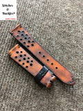 20/18mm Handmade Vintage Brown Calf Racing Leather Strap