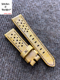 20/18mm Handmade Stonewash Yellow Calf Racing Leather Strap