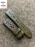 20/18mm Handmade Olive Calf Racing Leather Strap