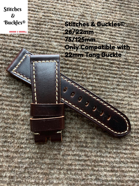26/22mm Dark Burgundy Calf Leather Strap