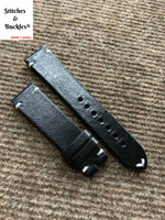 20/18mm Vintage Black Calf Leather Strap