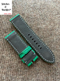 26/26mm Handmade Genuine Green Shark Leather Watch Strap
