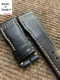 21/18mm Black Calf Leather Strap for IWC 3717/3777 Pilot Chronograph Models