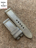 24/24mm Vintage Handmade Grey Calf Leather Strap